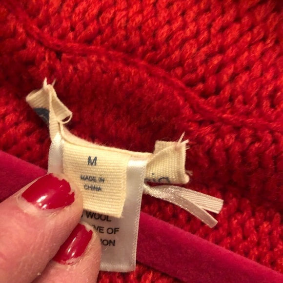 MEESHA & MIA RED Medium waterfall high-low red chunky knit sweater - Picture 11 of 16